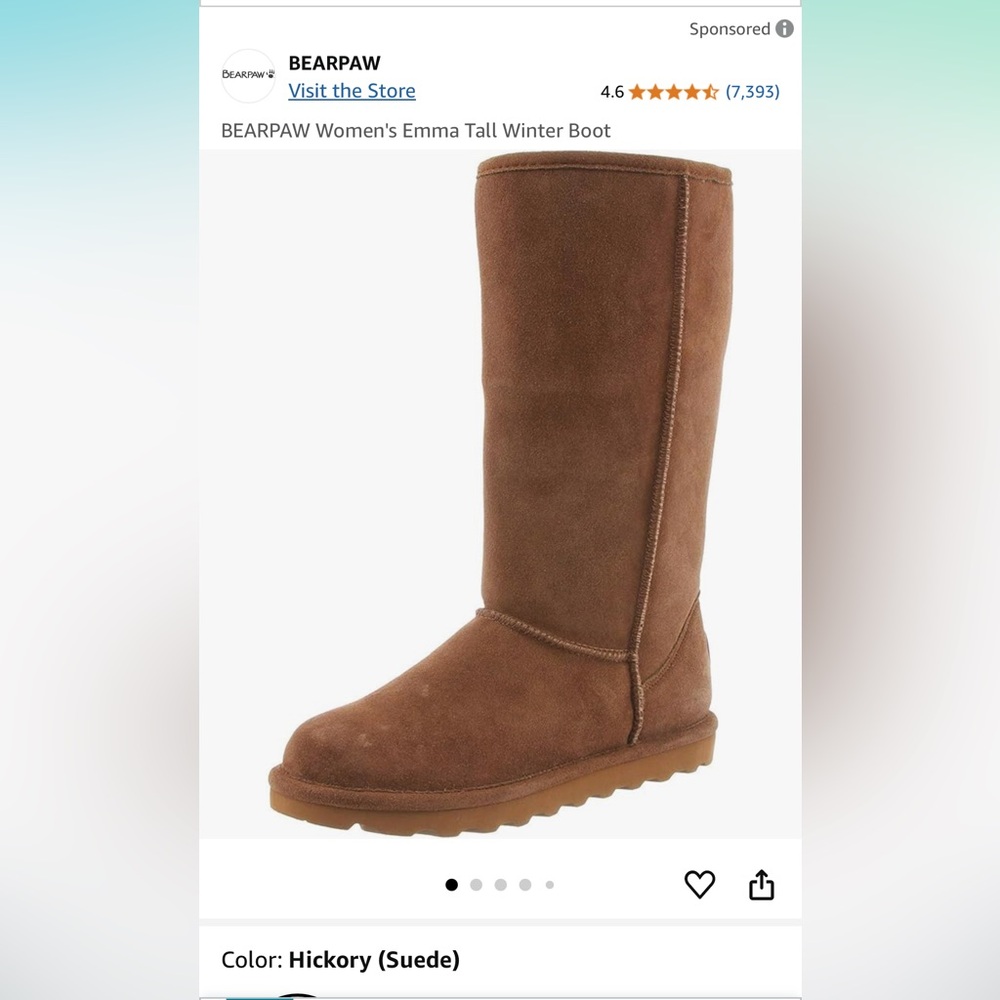 NWT Bearpaw Women’s Emma Tall Fuzzy Winter Boots Size 8 Color: Hickory (suede)